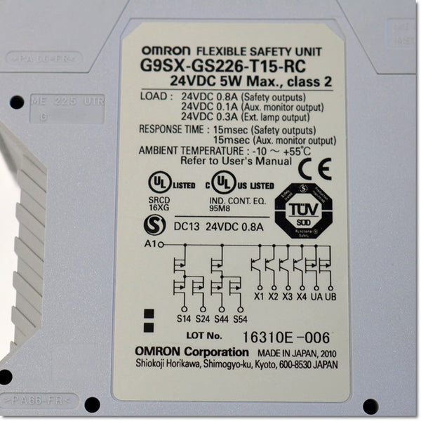 omron セーフティガード・スイッチングユニット 安全出力4点 DC24V ネジ式端子台(正式製品型番:G9SX-GS226-T15-RT - 1