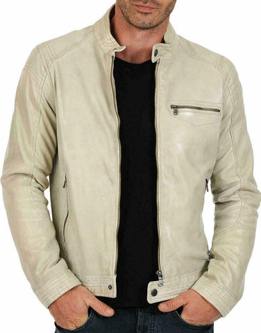 Gearswears Grey Leather Jacket for Men - Stylish Genuine Leather Outerwear  NEW | eBay