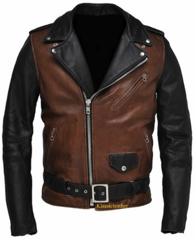 Men's Genuine Lambskin Leather Jacket Black Quilted Slim Fit Biker Jacket -  040