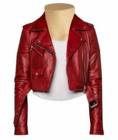 NooriLeather Womens Cropped Leather Jacket