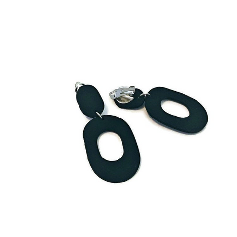 Black Clip On Earrings