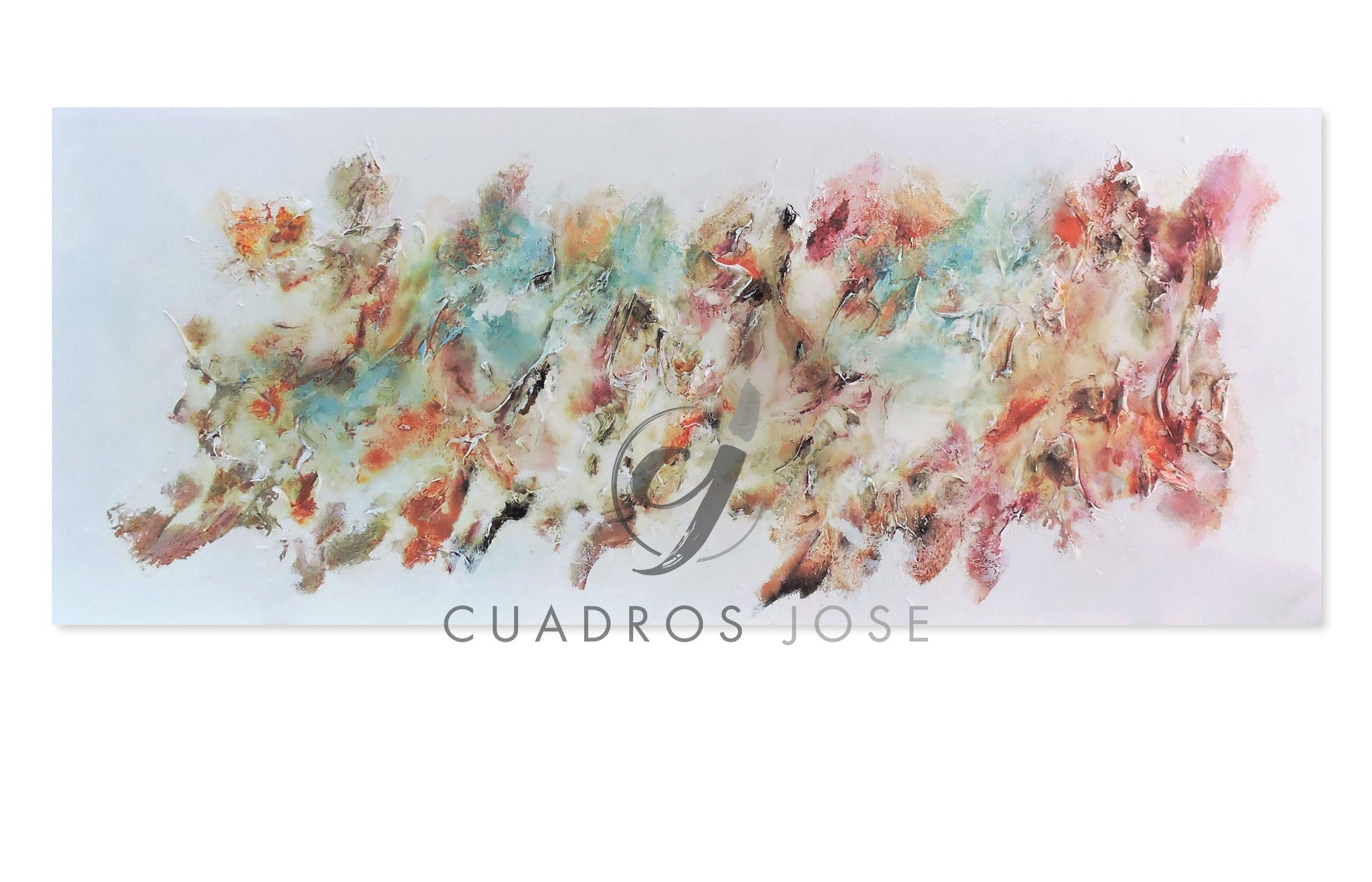 Cuadro al Óleo Abstracto Granate y Turquesa – Cuadros José