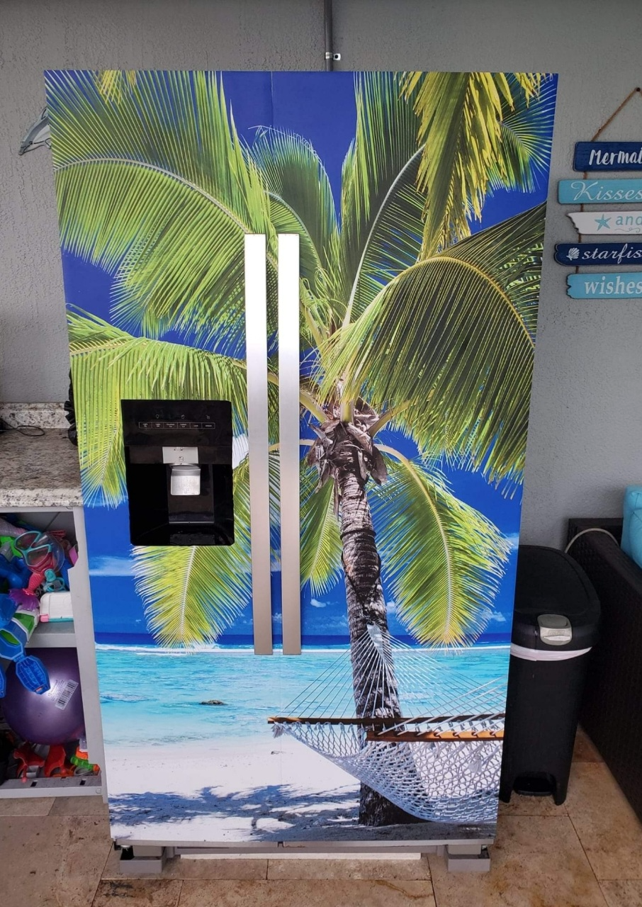magnetic fridge cover wrap palm tree on side by side model refrigerator