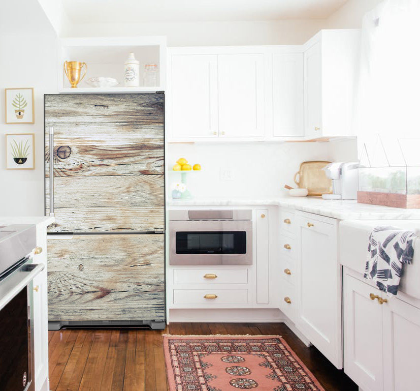 magnetic natural wood fridge cover on bottom freezer fridge model