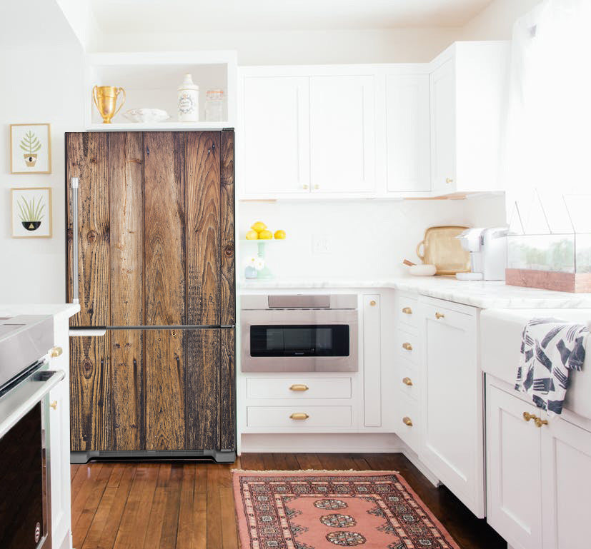 magnetic oak wood fridge wrap on bottom freezer fridge style