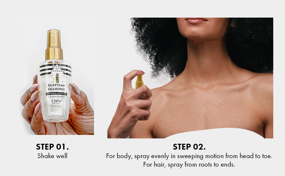 Ebin Secret of Pharaoh Hair & Body Glitter Mist – EP Beauty Supply
