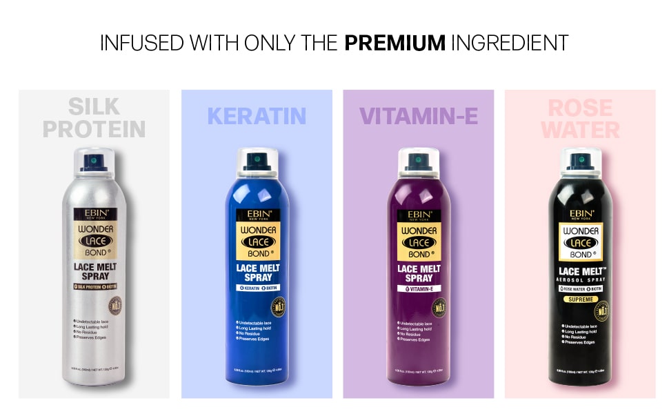 Wonder Lace Melt Aerosol Spray | Preserves Edges & Undetectable Lace | Long  lasting hold | No Residue | Vitamin E + Biotin Infused (180ml./ 6.08oz)