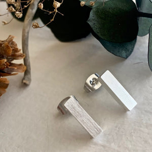 Brutalist/Cubist  Geometric Stud Earrings in Gold and Silver