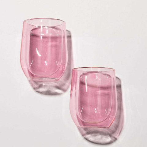 Corkcicle Double-Walled Stemless Prism Flute Glasses, Set of 2, 7