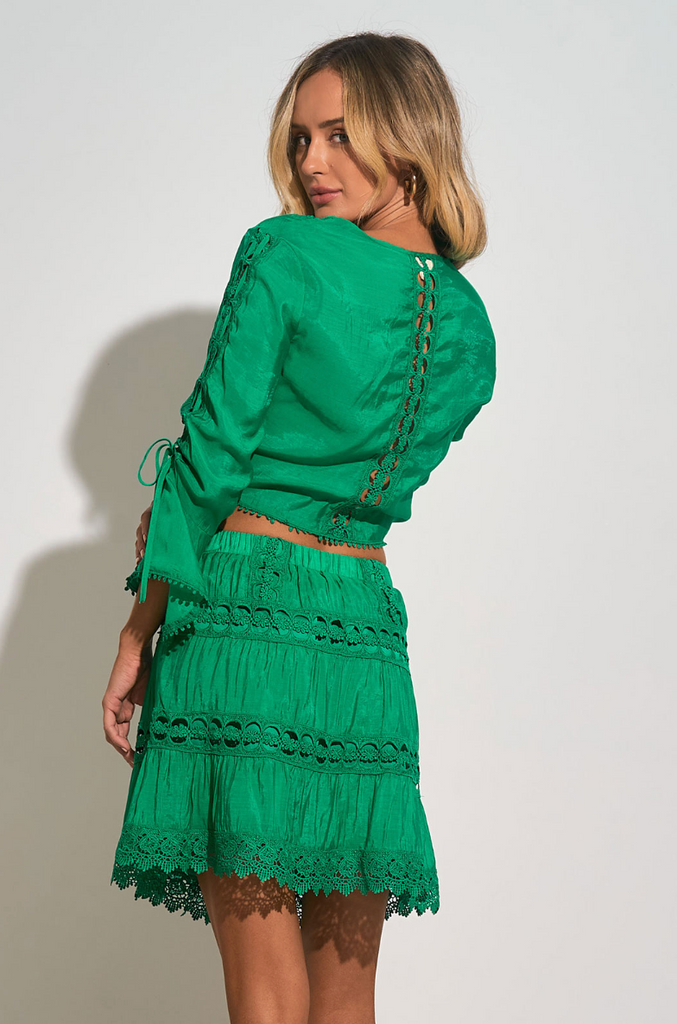 Sambale Silk Jacquard Bodysuit, Green