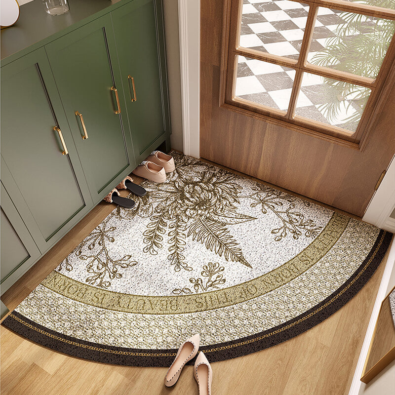 Doormats Entrance Door Rug Modern Cuttable Silk Circle Geometric  Abstraction Carpet PVC Material Water Absorbing Floor Mat