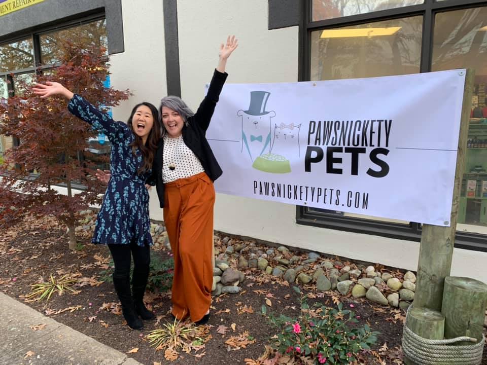 Pawsnickety Pets Co-Owners Shizuka Benton on Grand Opening Day Dec 10 2020 and Kaycee McCoy at their Ribbon Cutting