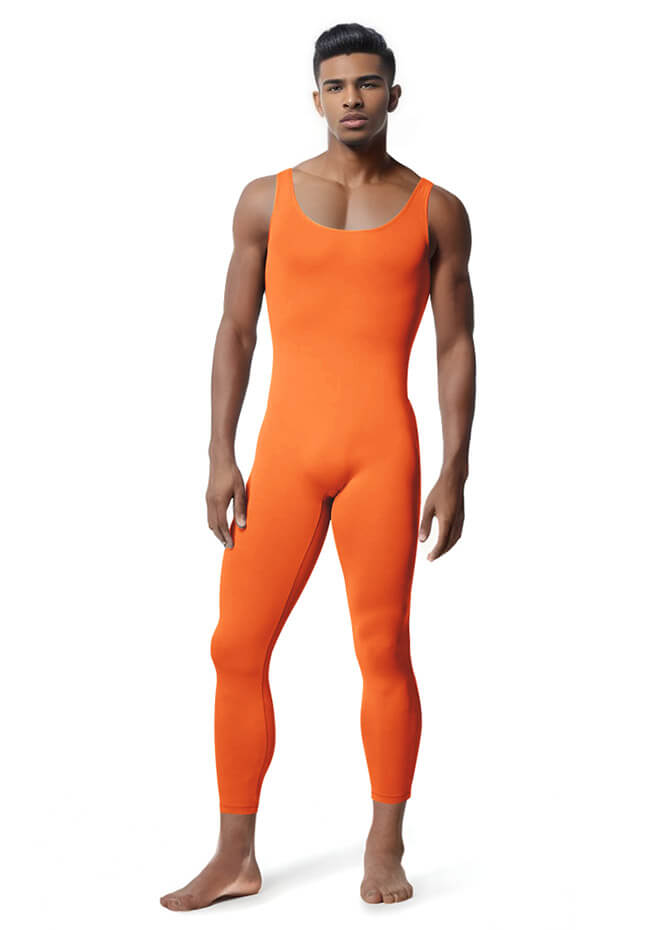 Mens Spandex Zentail Suit Sleeveless Full Body Shapwear Footed Bodysuit  Jumpsuit