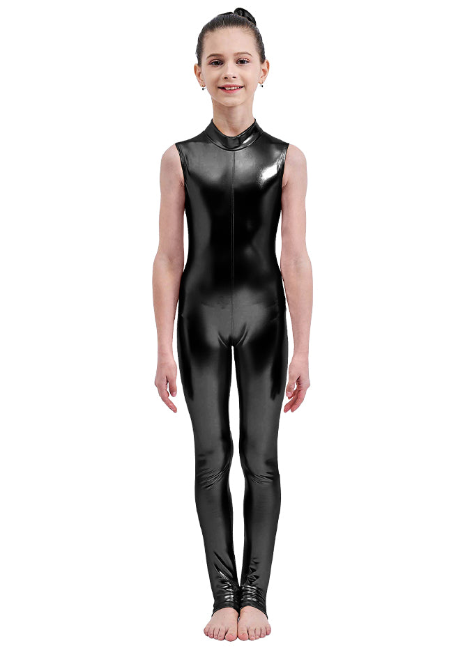 BLACK SHINY LYCRA Sleeveless Catsuit Dance Unitard Spandex Medium UK 12 36  £20.00 - PicClick UK