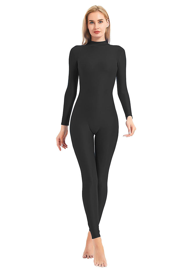 Aoylisey Adult Black Spandex Full Body Zentai Footed Jumpsuit Unisex  Bodysuit Women Handed Unitard Skin Tight Halloween Costume