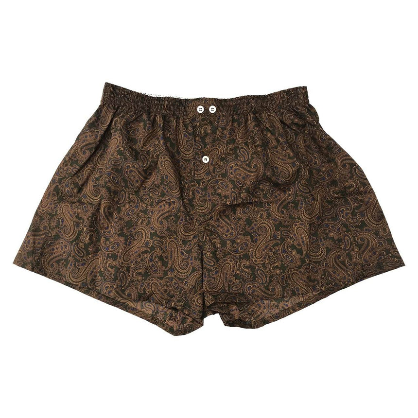 Beige Paisley Mulberry Silk Boxers