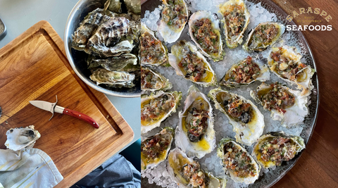 shucking oysters and grilling. 