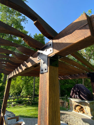 Heavy timbers being held together with our steel brackets