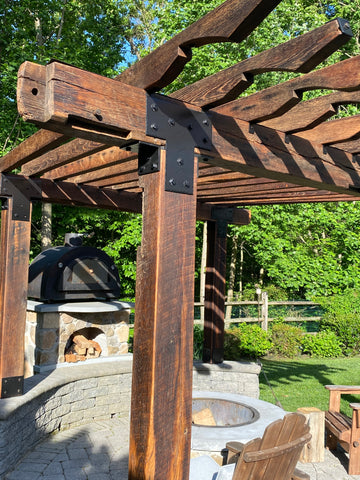 Our Tee shaped metal brackets shown used to connect timber beams