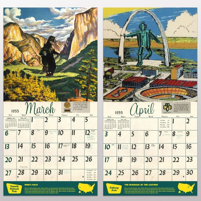 2022 National Park Monsters Calendar fairyspark