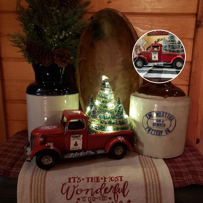 red farm truck christmas centerpiece