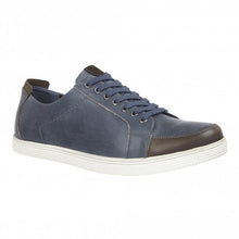 mens navy leather trainers
