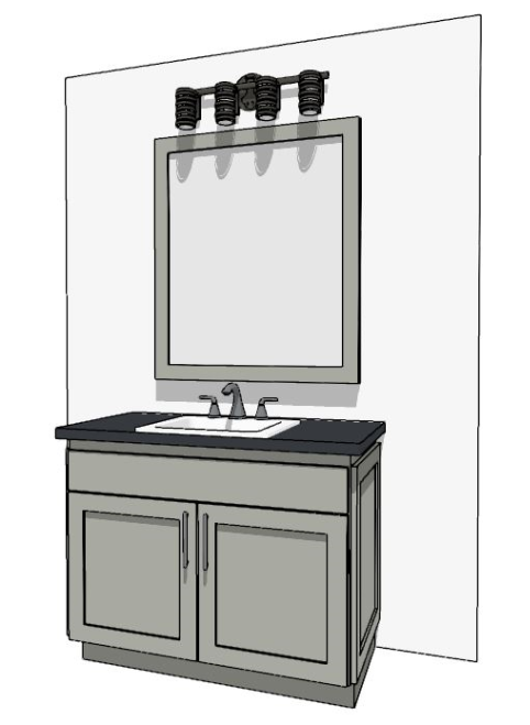 37-48" Vanity with False Drawer Front Above Two Doors