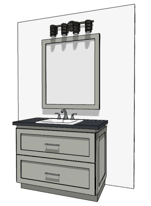 37-48" Vanity with Two Drawers and No Doors