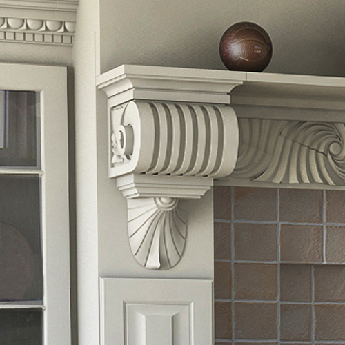 Art for Everyday White Painted Corbel Supporting Hood Mantel