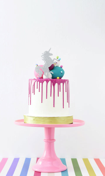 Decorated Unicorn Cake on a Stand