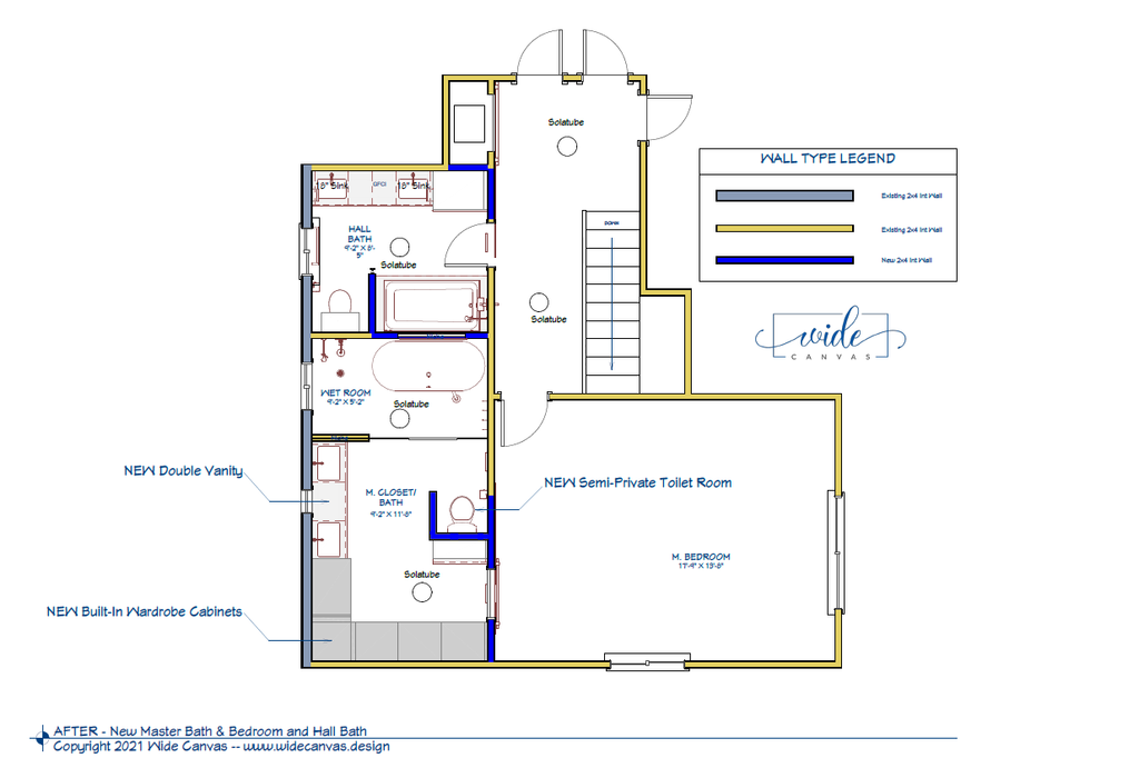 Large Luxurious Master Bathroom After Remodel Architectural Floor Plan Space Plan by Jackie Lopey of Wide Canvas