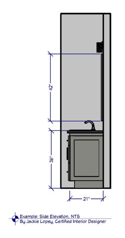 Example of custom vanity side elevation