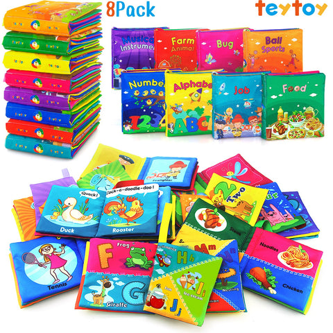 teytoy My First Soft Book, 6 PCS Nontoxic Fabric Baby Cloth Books Earl