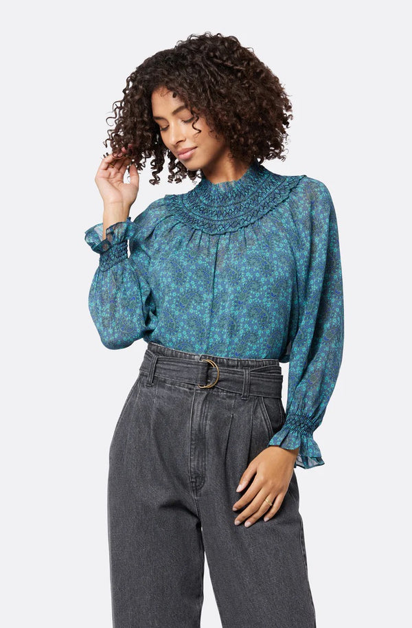 Acka jacquard flare blouse