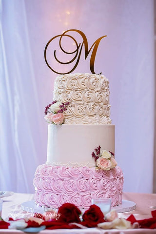 Rosette wedding cake silver rose bakery