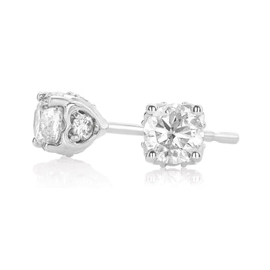 9ct White Gold Round Brilliant Cut 0.25 carat tw Diamond Flower Earrings –  Mazzucchelli's