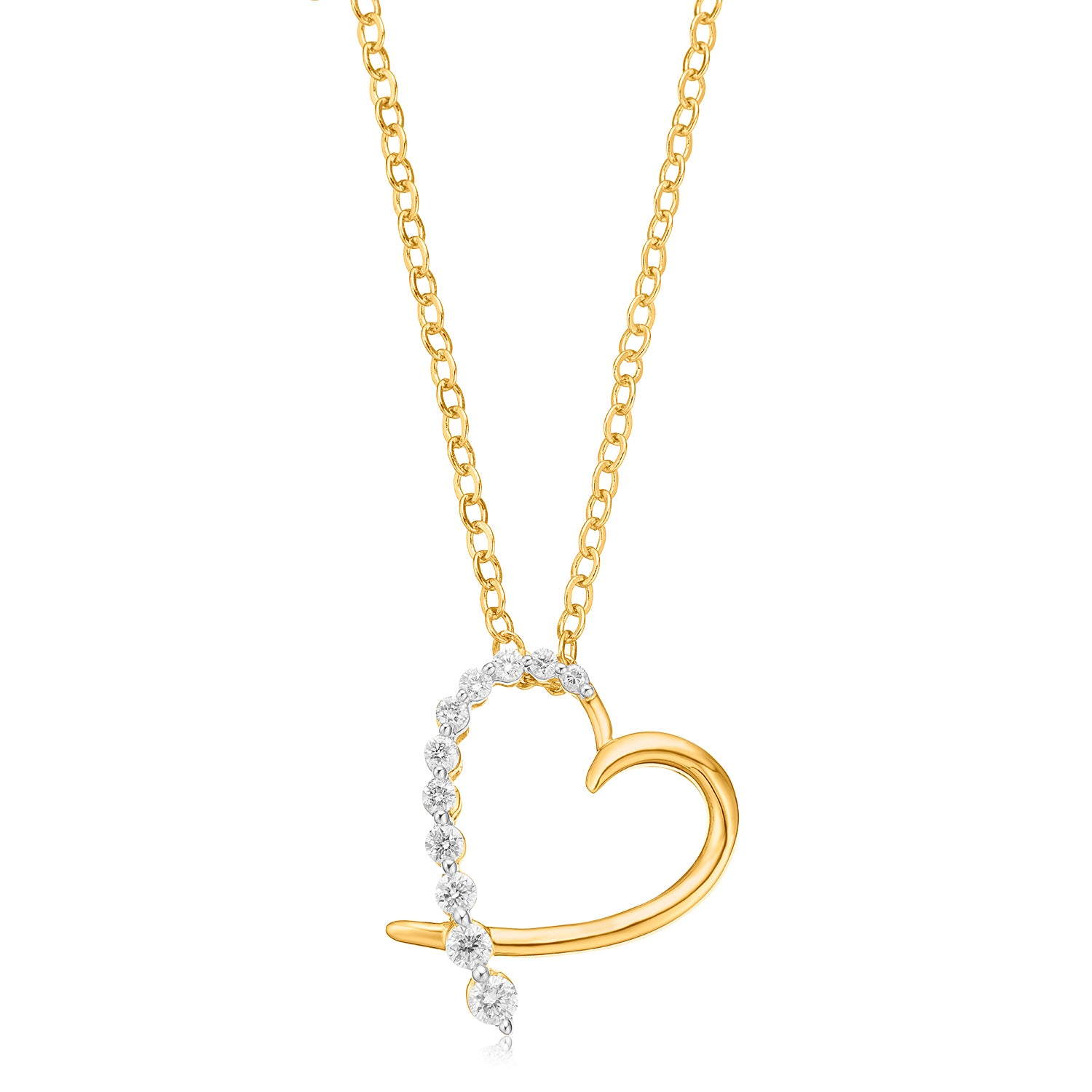 1/4 Ct. Tw. Diamond Heart Pendant Necklace | 10K White & Rose Gold | Size 18 | Helzberg Diamonds