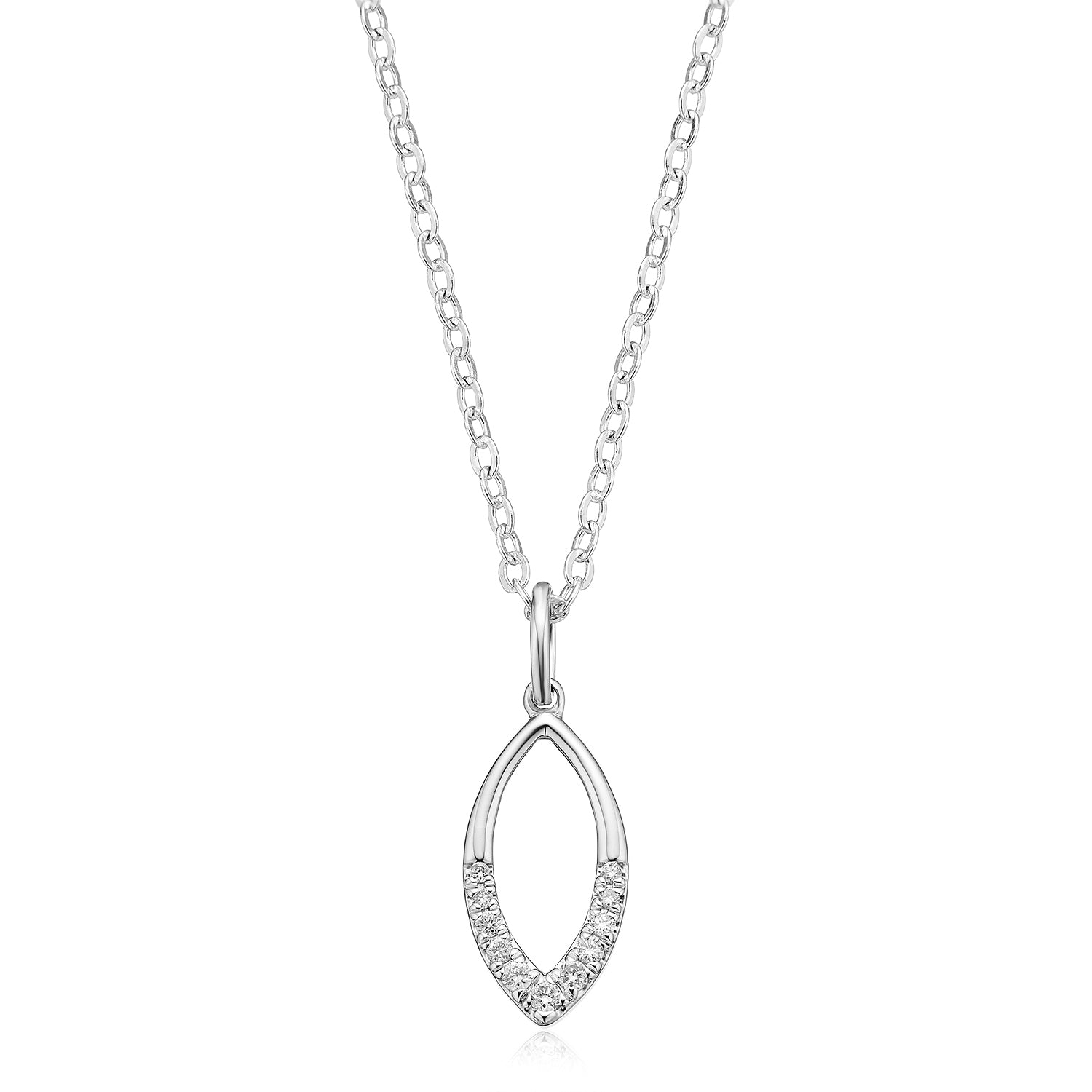 Diamond Double Heart Necklace in White Gold | KLENOTA