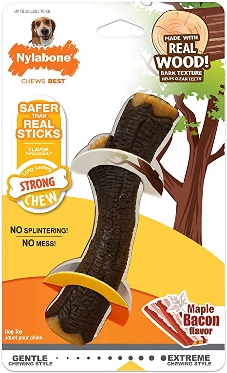 Juguete Nylabone Strong Chew Real Wood Stick Maple Bacon - Wolf