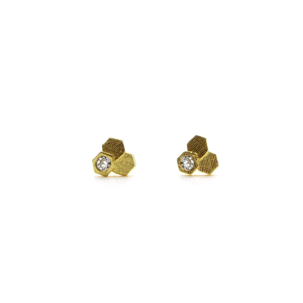 Jo Hayes Ward | Jewellery Designer London| Design led fine jewellery | Unique gifts | 3 chaos hex diamond studs