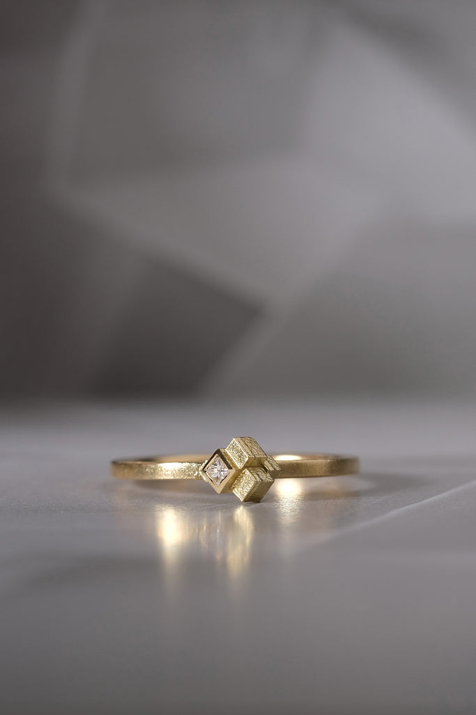 Jo Hayes Ward | Jewellery Designer London| Design led fine jewellery | stacking ring | Gold cubes