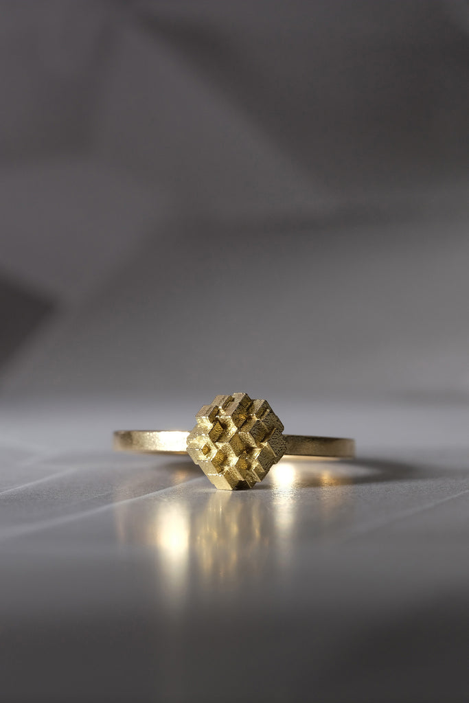 Jo Hayes Ward | Jewellery Designer London| Design led fine jewellery | stacking ring | Gold cubes