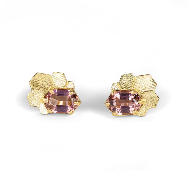 Jo Hayes Ward | Jewellery Designer London| Design led fine jewellery | Unique gems | Pink tourmaline earrings