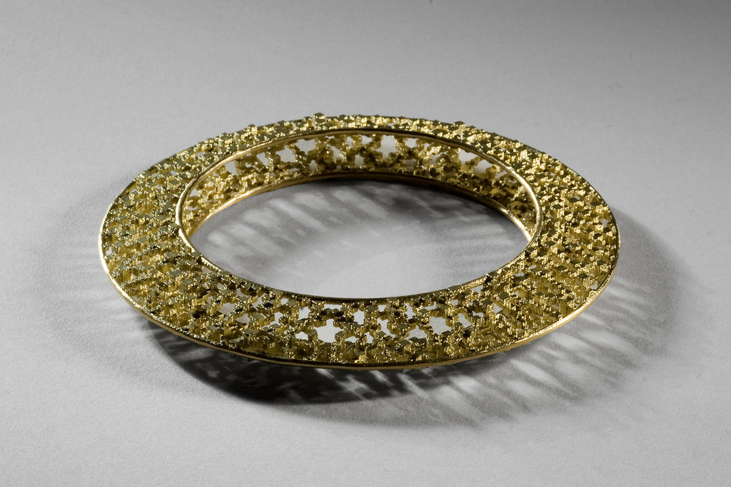 Jo Hayes Ward | Jewellery Designer London| Design led fine jewellery | Three Edge Lace bangle | RCA Collection