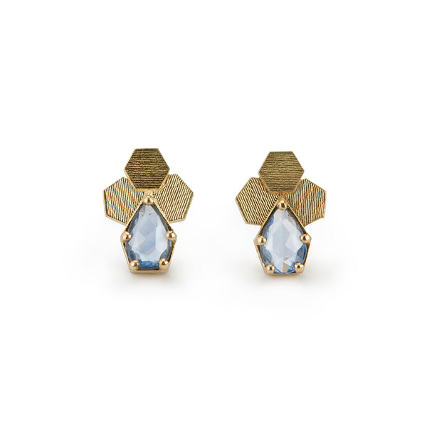 Jo Hayes Ward | Jewellery Designer London| Design led fine jewellery | Unique gems | Shapphire hex earrings
