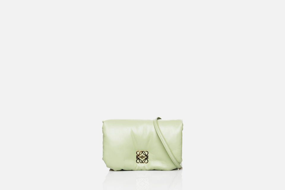 Auth LOEWE Puffer Goya Bag Clay Green Shiny Nappa Lamb - Shoulder Bag