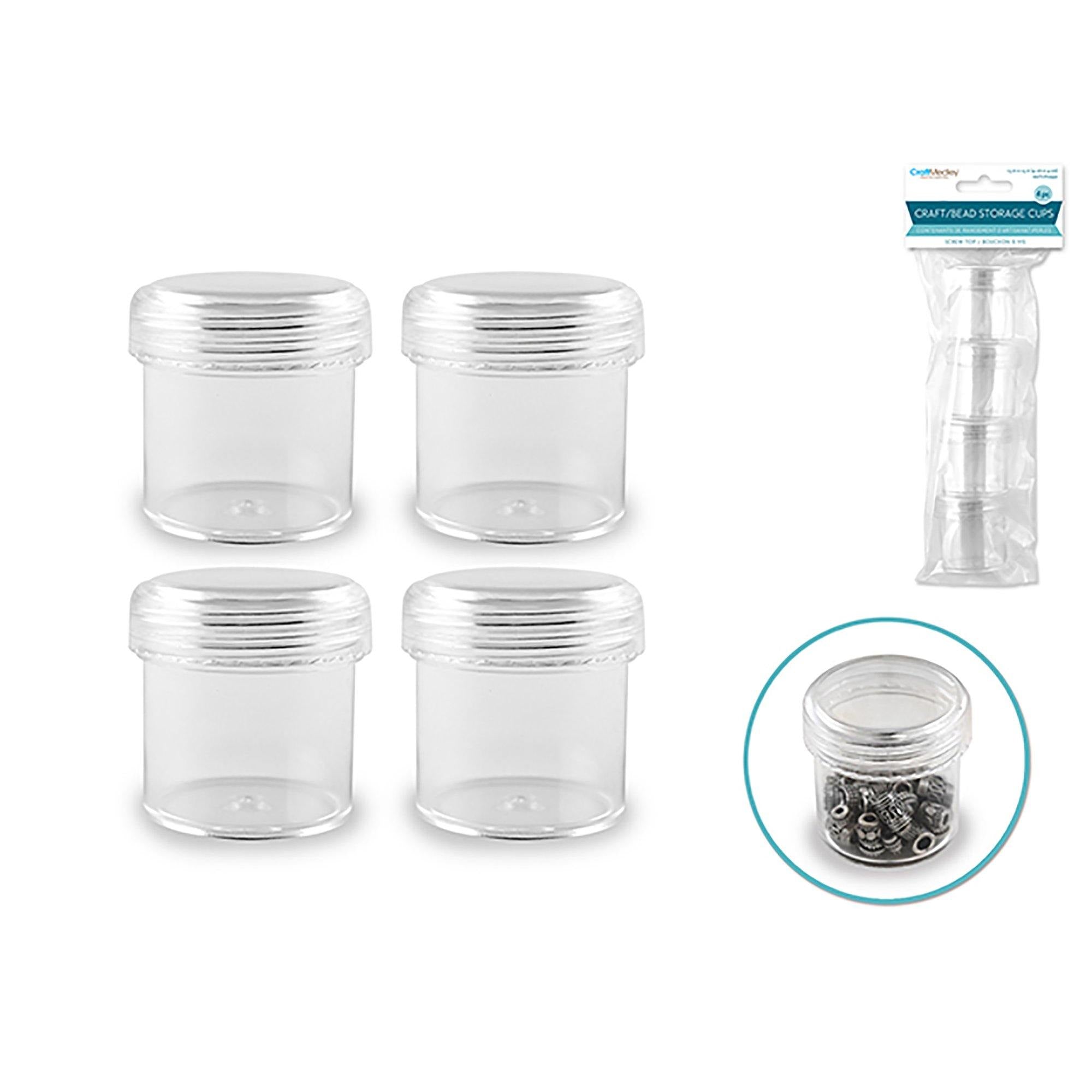 CRAFT/BEAD STORAGE: SCREW-TOP MINI CANISTERS X 12 IN STORAGE BOX