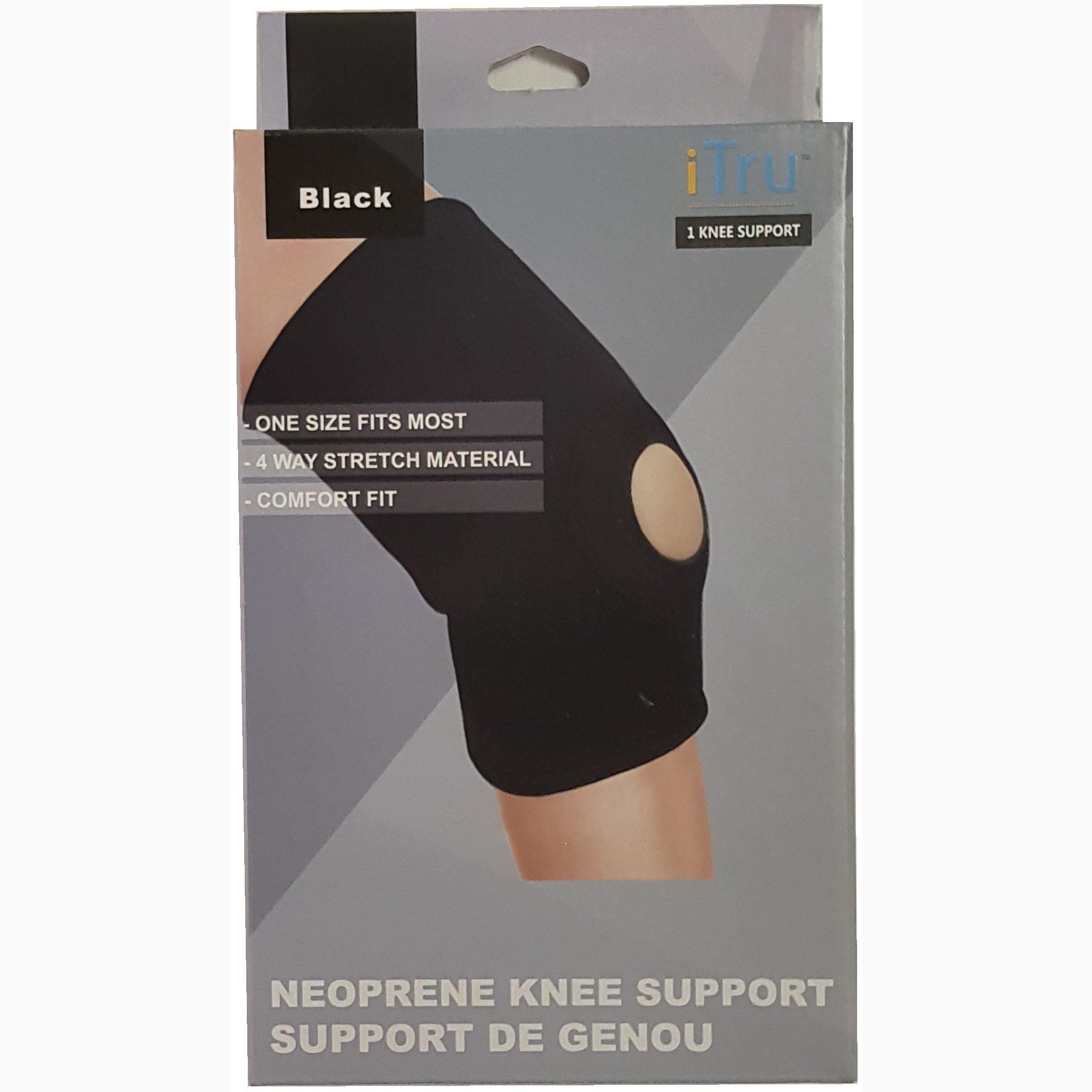 Adjustable Knee Support - with Velcro Enclosures - Black - Neoprene  Stretchable Material