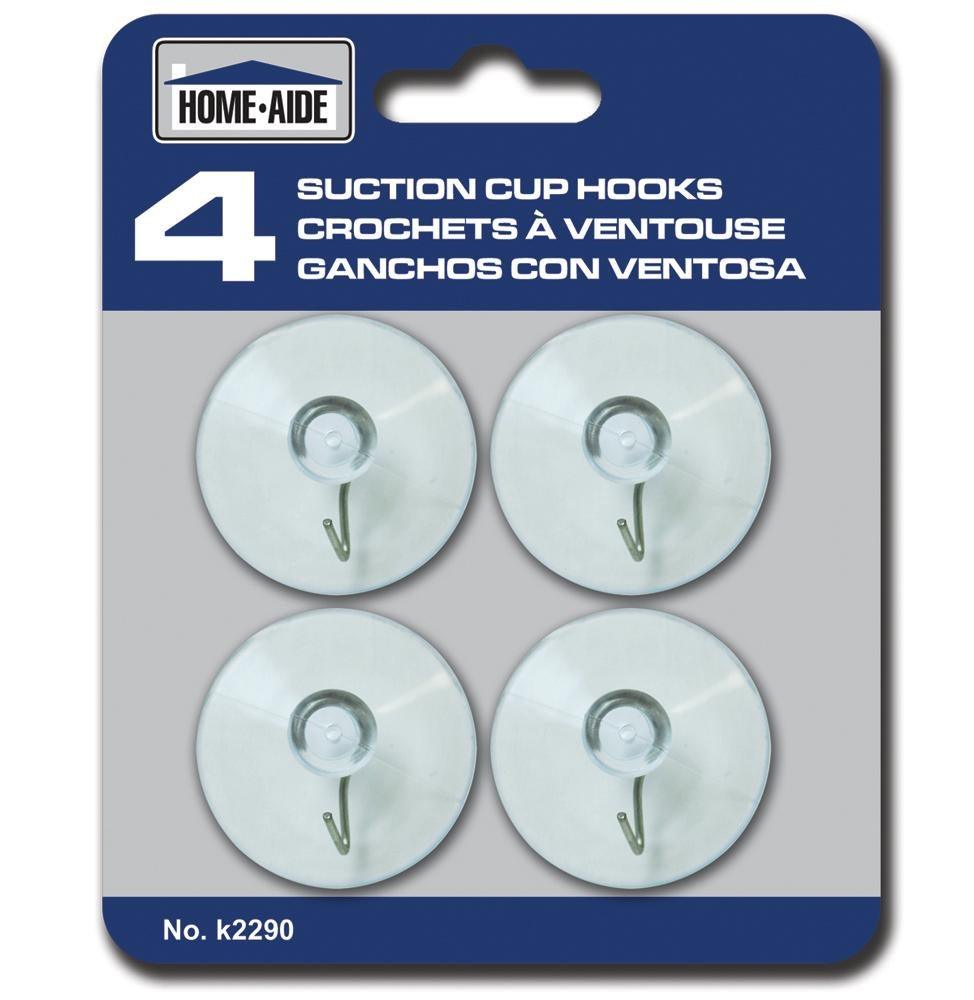 Homeaide 4 Suction Cup Hooks 2in