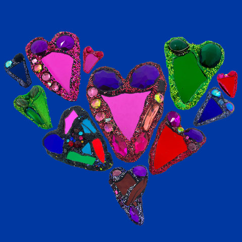 Heart Brooches by Andrew Logan